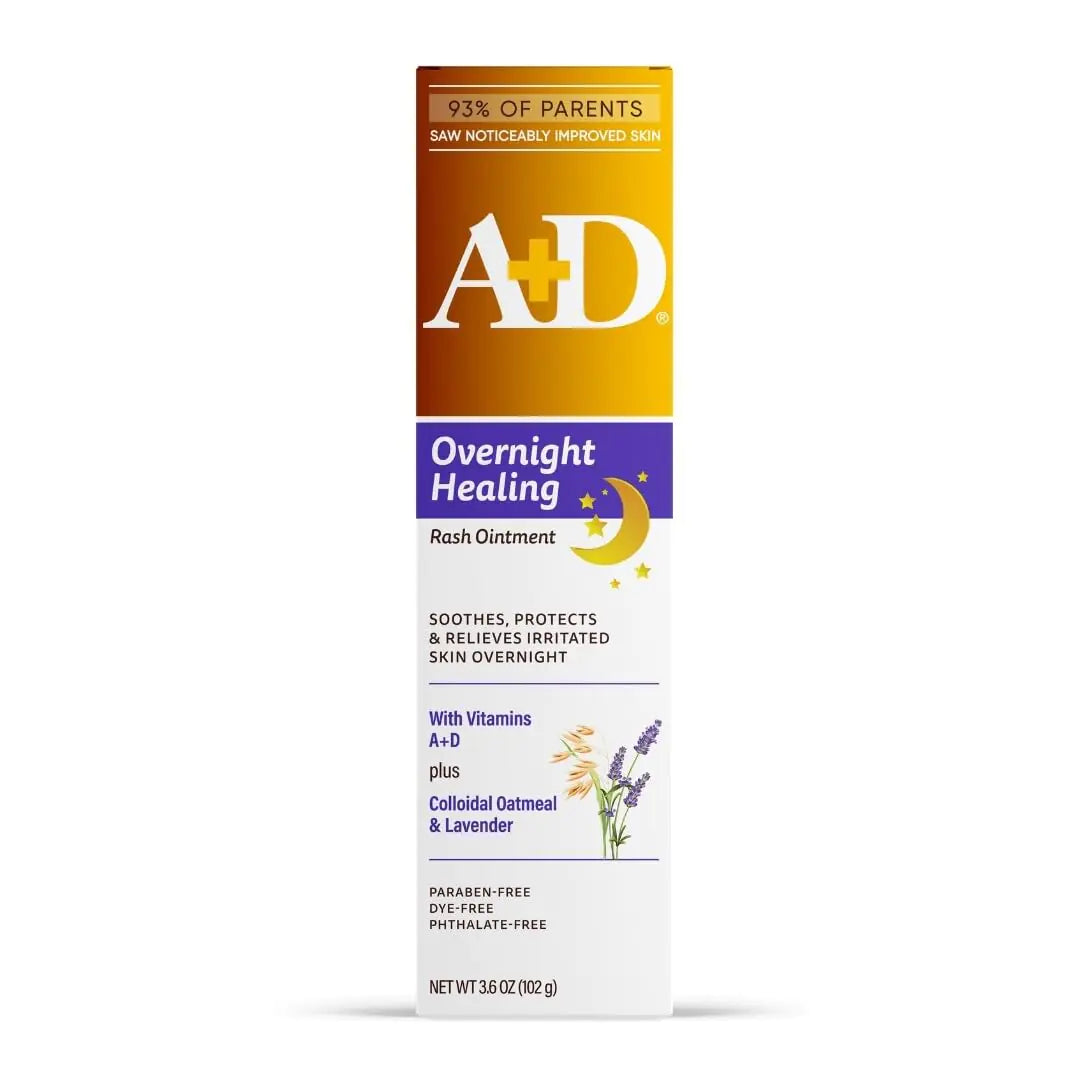 A+D Overnight Healing Diaper Rash Ointment - Soothes Protects & Relieves Diaper Rash Overnight with Lavender & Colloidal Oatmeal - Healing Ointment for Red Itchy Irritated Skin - 3.6oz