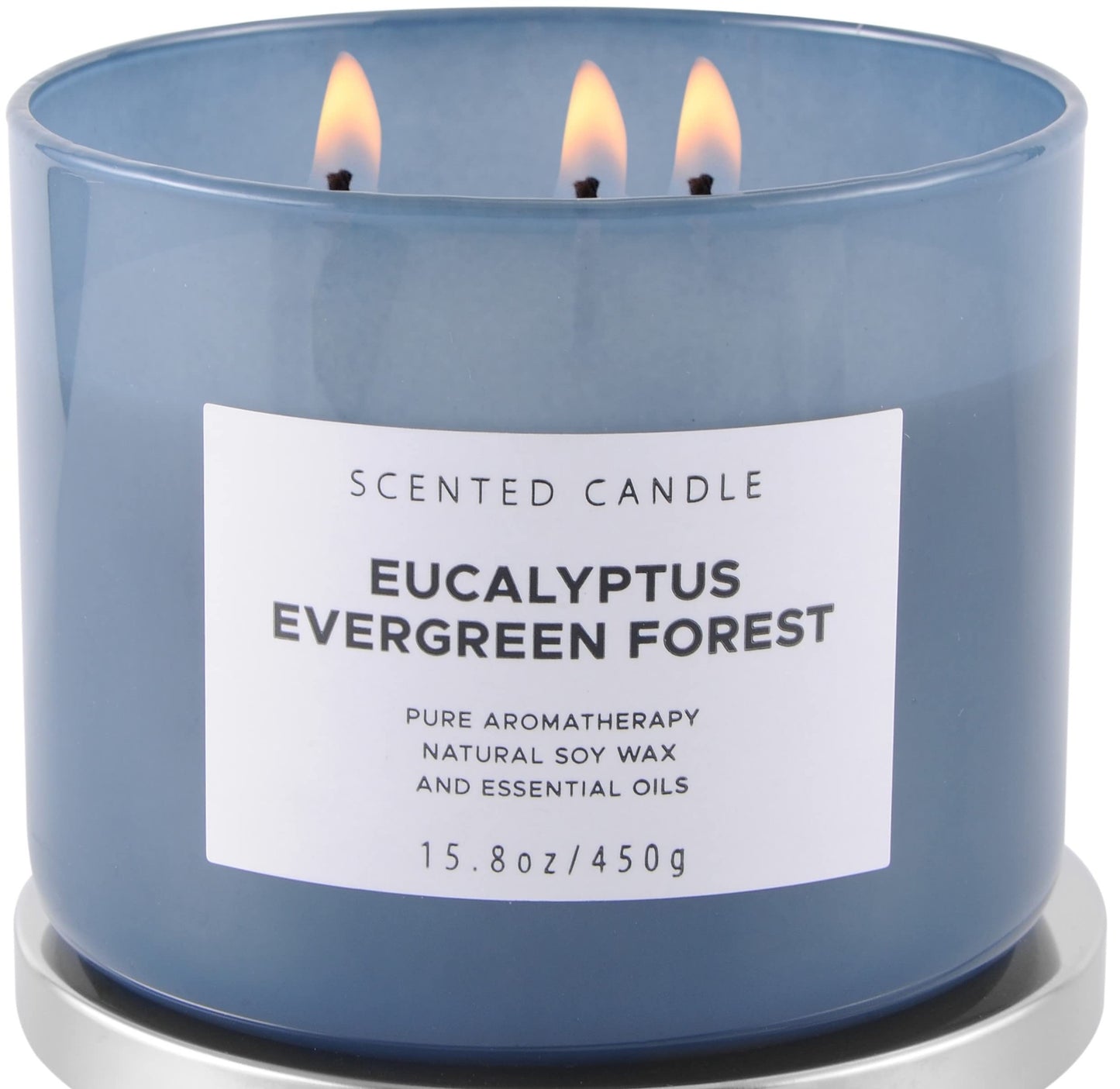 Eucalyptus Evergreen Forest Luxury 3 Wick Winter Pine Candle | Mens Candles Scented Candles for Home | Aromatherapy Stress Relief Soy Candles 15.8 oz | Balsam Fir Woods Candles for Men & Women