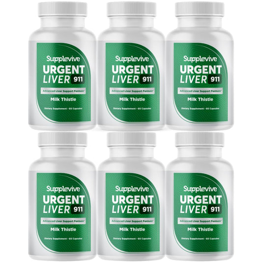 Supplevive Urgent Liver 911 Herbal Liver Support Supplement Liver Cleanse Detox & Repair Formula with Milk Thistle Silymarin Dandelion Root and Artichoke Extract for Liver Health 60 Capsules (6)