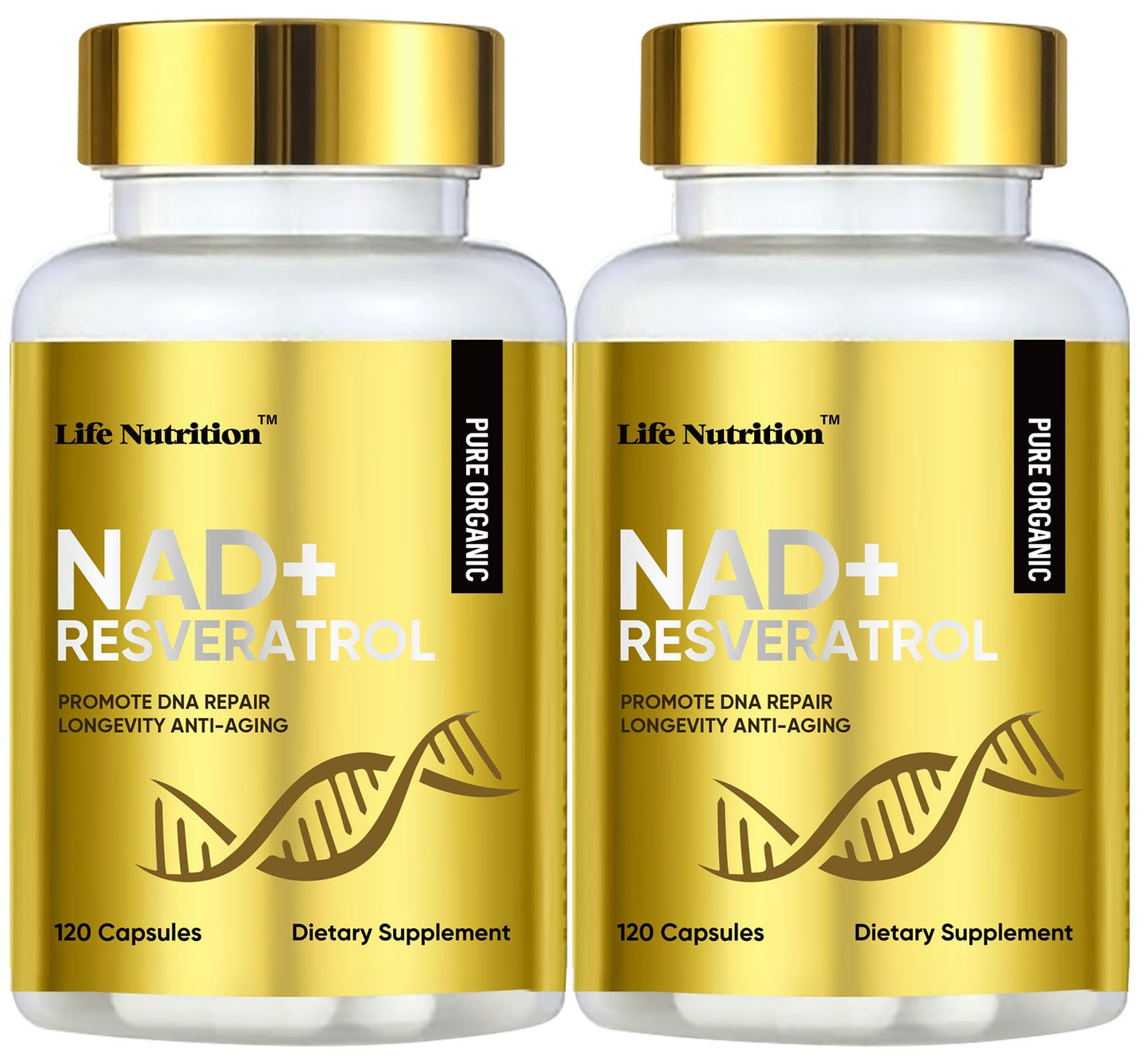 Life Nutrition 240 Capsule NAD Supplement 1000 mg - True NAD+ & ResveratrolNMN Alternative for Anti-Aging