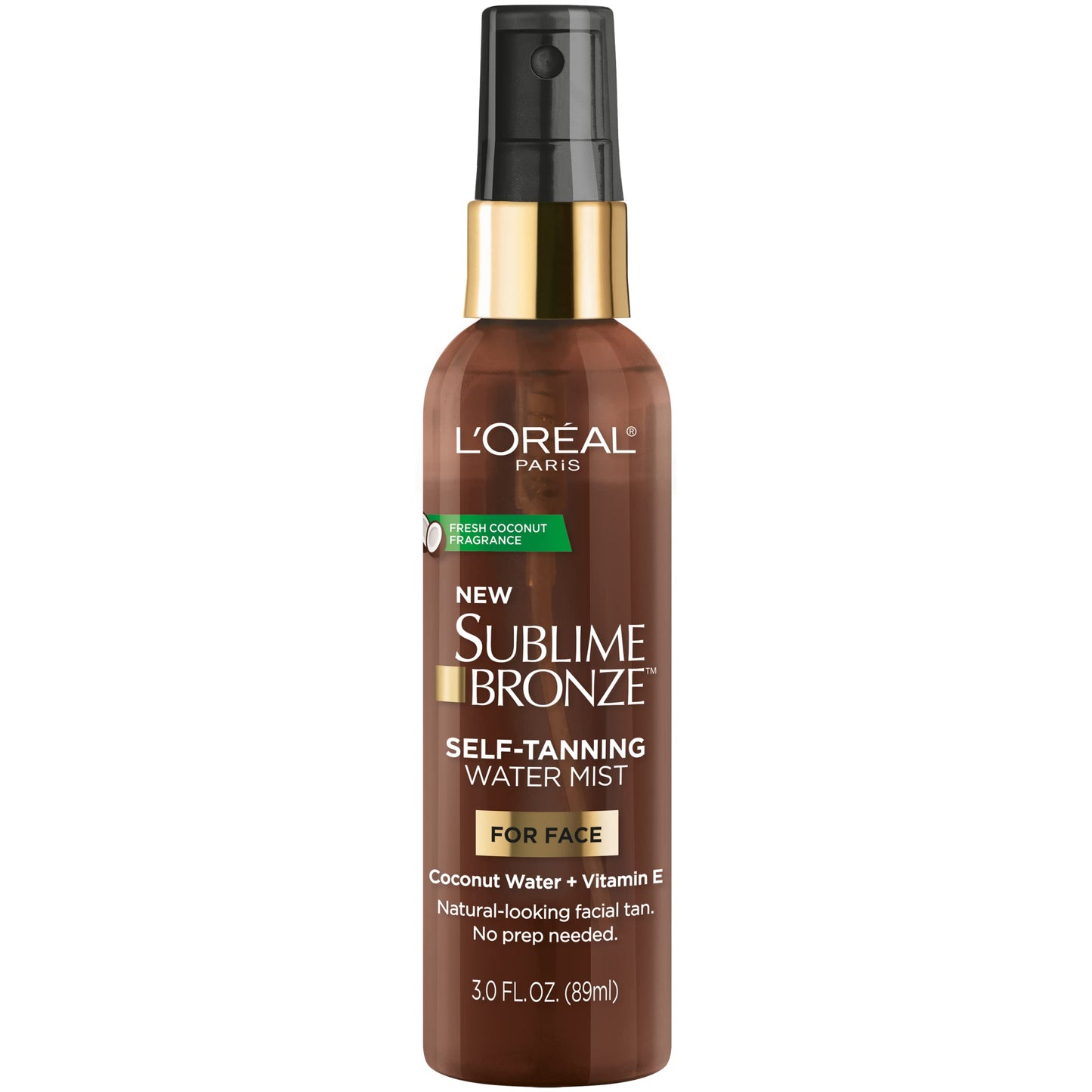 L’Oréal Paris Sublime Bronze self-tanning facial mist, water-based with coconut water and vitamin E, 3 oz