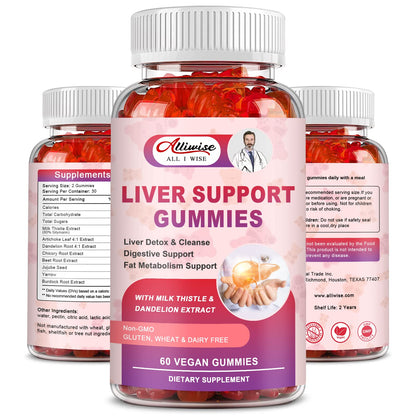 Liver Support Gummies with Milk Thistle & Dandelion Extract 80% Silymarin Extract Liver Cleanse Detox & Repair Natural Liver Health Formula