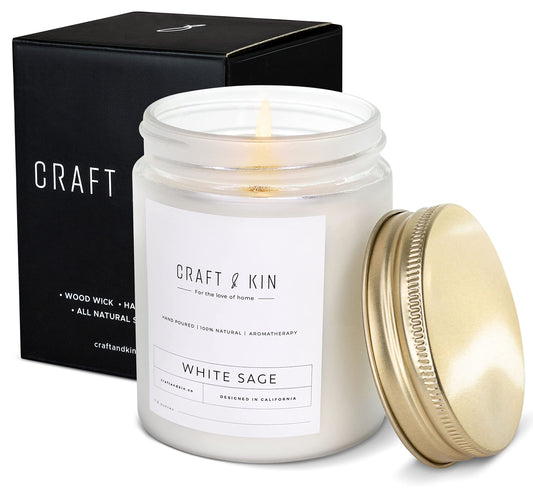 Premium White Sage Candles | Sage Candles for Cleansing House | Fall Candles | 8 oz 45 Hour Burn Scented Candles for Home Scented Soy Candles Men Candles