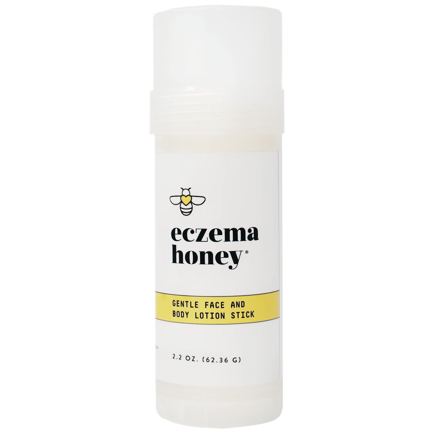 Eczema Honey Gentle Face & Body Lotion Stick, white bottle with yellow label, 2.2 oz