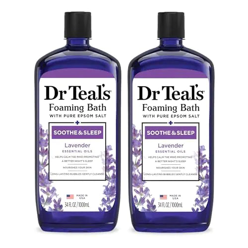Dr Teals Foaming Bath with Pure Epsom Salt Soothe & Sleep with Lavender 34 fl oz (Pack of 2)