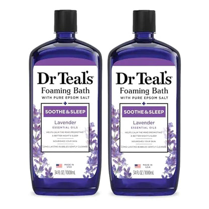 Dr Teals Foaming Bath with Pure Epsom Salt Soothe & Sleep with Lavender 34 fl oz (Pack of 2)