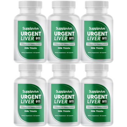 Supplevive Urgent Liver 911 Herbal Liver Support Supplement Liver Cleanse Detox & Repair Formula with Milk Thistle Silymarin Dandelion Root and Artichoke Extract for Liver Health 60 Capsules (6)
