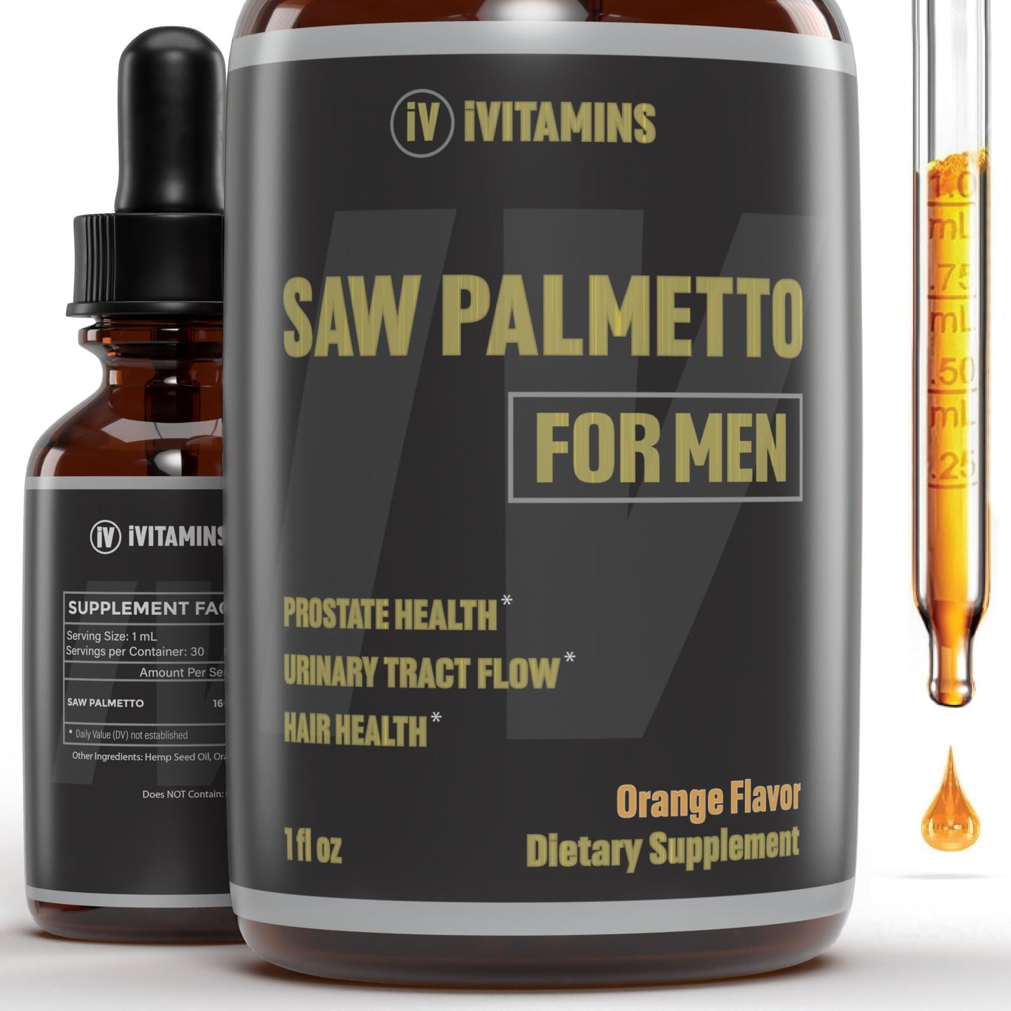 Saw Palmetto for Men dietary supplement by Elixir-369, 1 oz bottle for prostate health