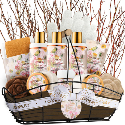 Valentines Gift Set Bath and Body Gift Set for Women and Men Vanilla Coconut Birthday Gift Basket 13pc Spa Gift Set Gifts for Mom Gift Sets for Women - Bath Bomb Body Lotion Bubble Bath & More