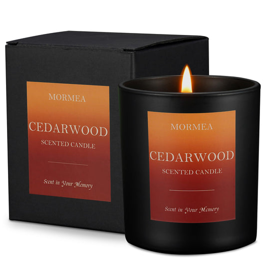 MORMEA Scented Candles Cedarwood Aromatherapy Candles for Home Scented Natural Soy Wax Candles 8oz Long Lasting Candles for Men & Women Jar Candles for Birthday & Holiday
