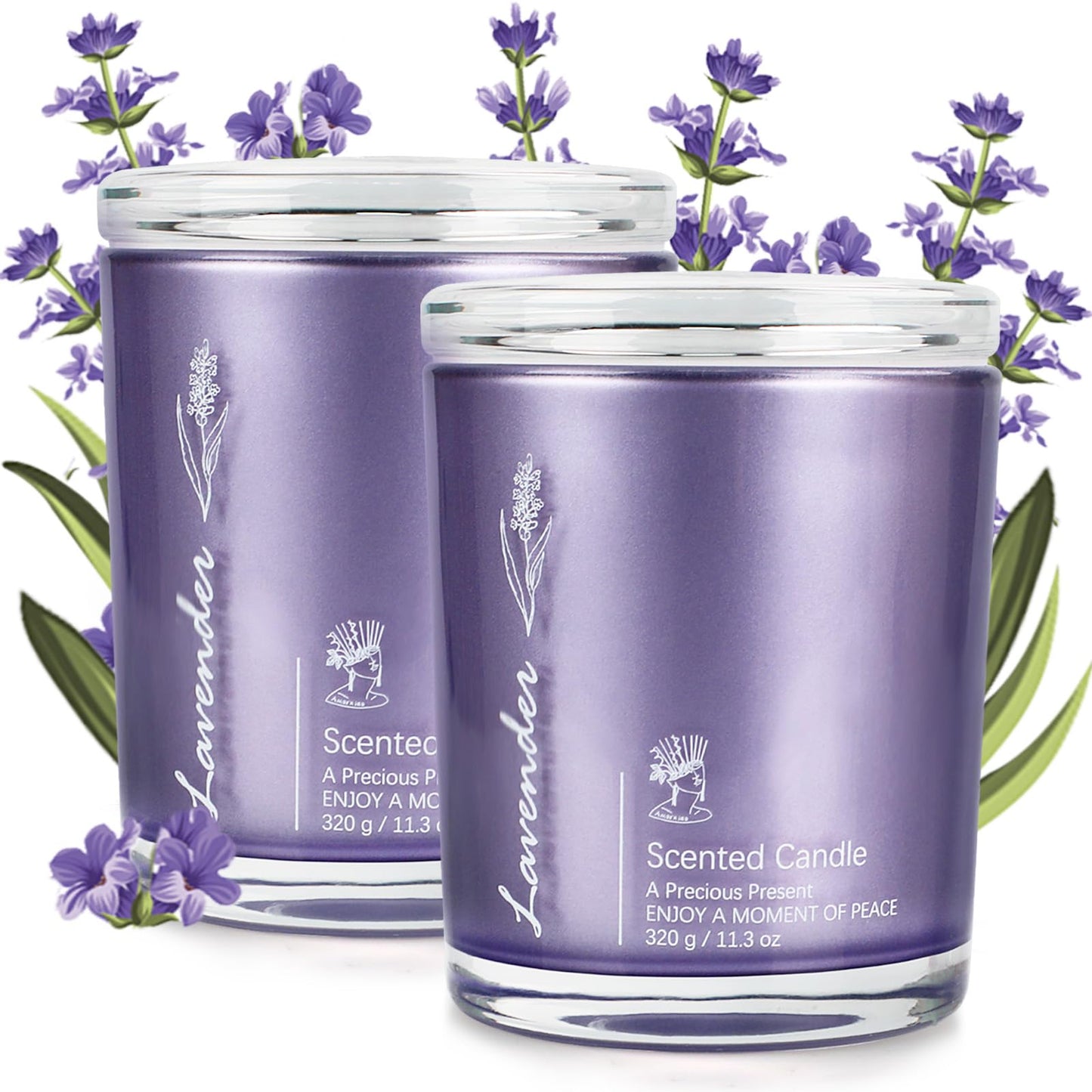Lavender Candles for Home Scented 2 Pack 23oz Large Jar Lavender Candle Aromatherapy Highly Fragranced Scented Candle Set Candles Gifts for Women Mom Healing Candles Luxury Candles for Home