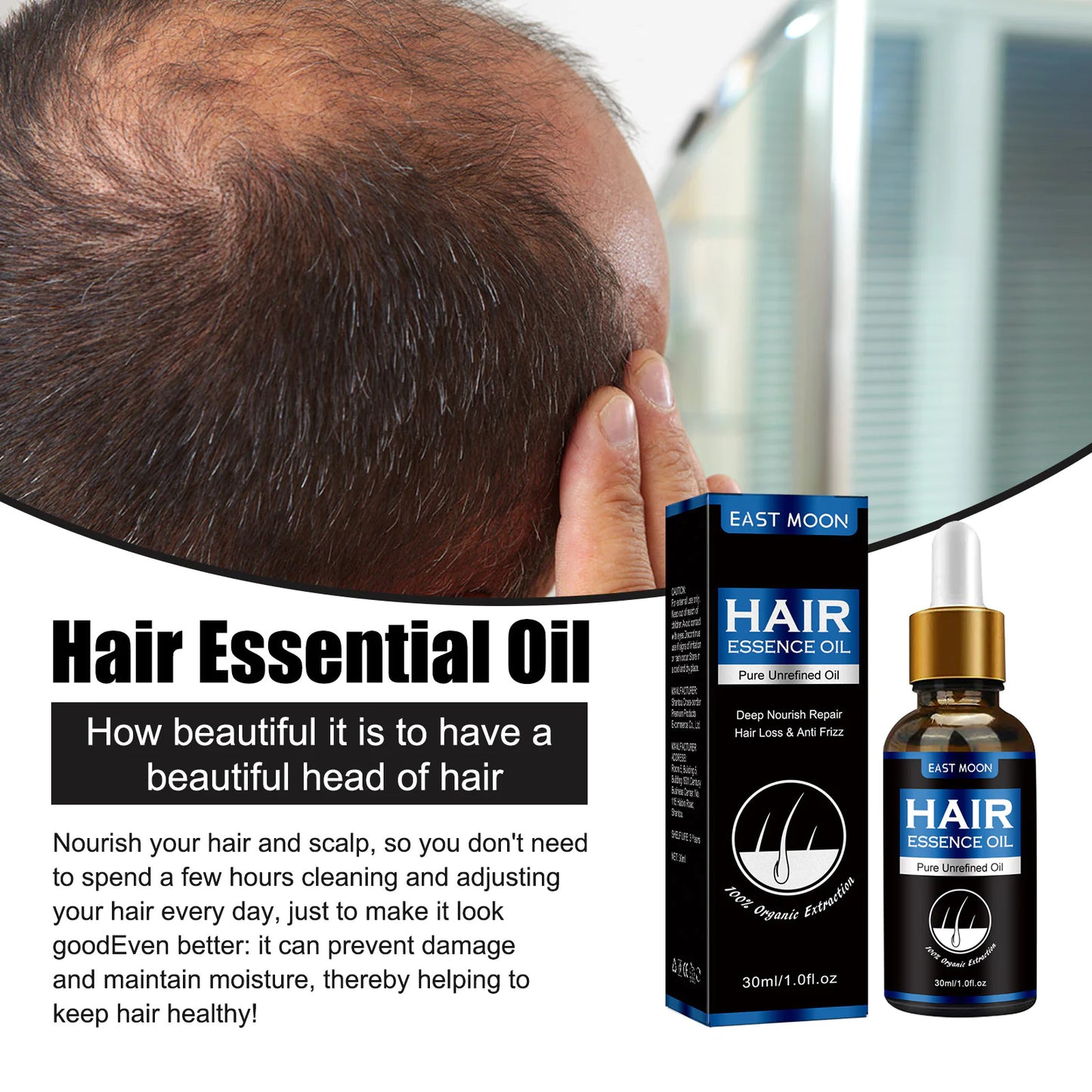 East Moon Men's Dense Hair Essence Strong Nutrition